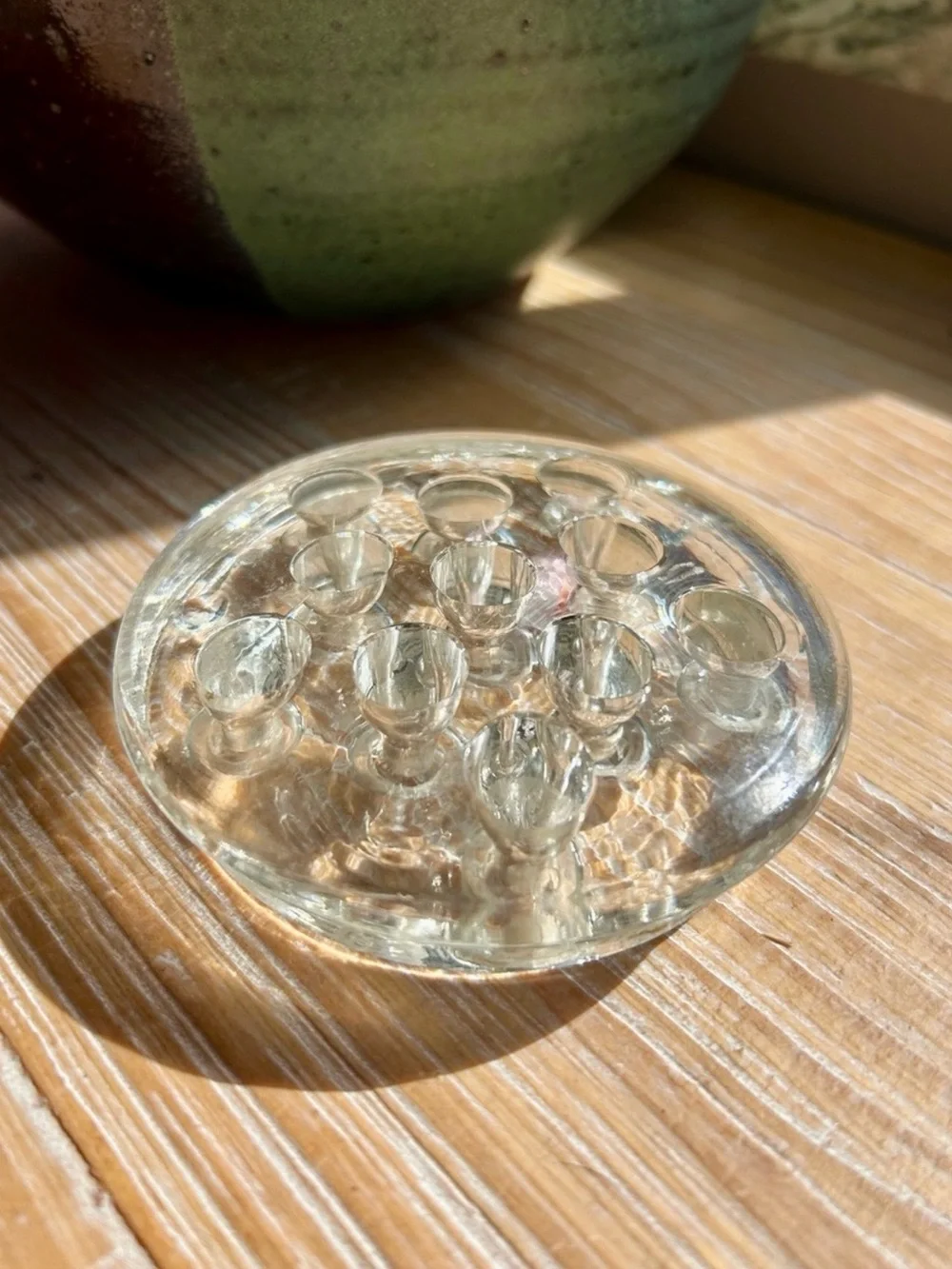 Clear Glass Flower Frog Vase Insert 11 Holes